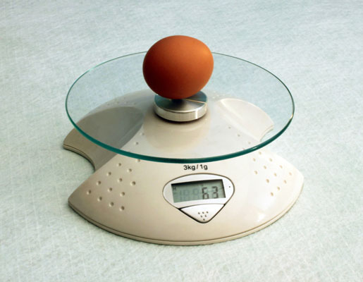 Measure your eggs with an egg scale.