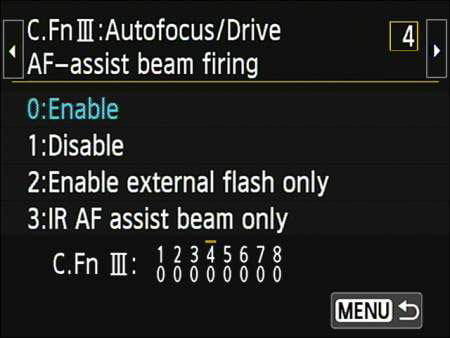 Disable the AF-assist beam.