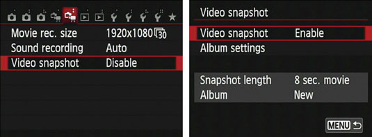 Display Movie Menu 2 and choose Video Snapshot.