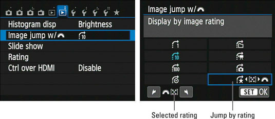 The Jump settings on a Canon t5i.