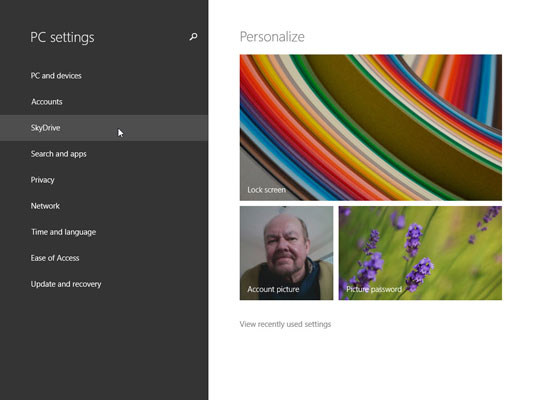Click SkyDrive from the left column.