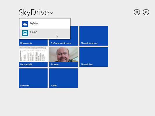 Choose whether you want to manage files on your PC or on SkyDrive.