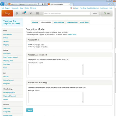How To Put Your Etsy Shop In Vacation Mode Dummies