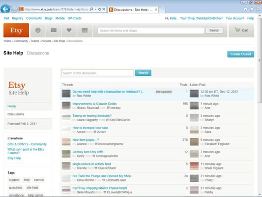 While logged in to your Etsy account, click the Help link that appears along the top of any Etsy page.