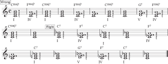 Figure 10: The blues progression with sevenths added.