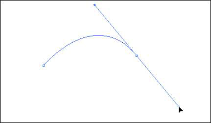 Click and drag with the Pen tool to create a curved path.