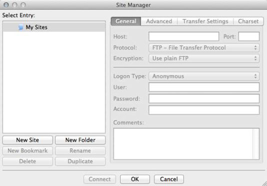 Choose File→Site Manager to open the Site Manager.