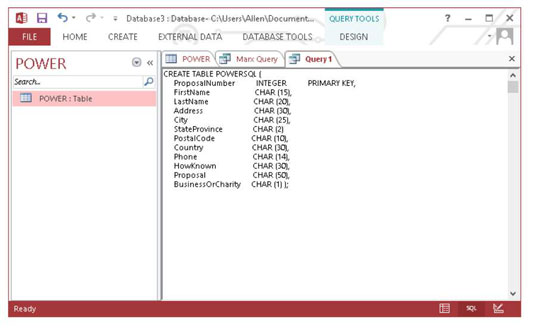 Scorch Perception wasteland How to Create an SQL Table with Microsoft Access - dummies