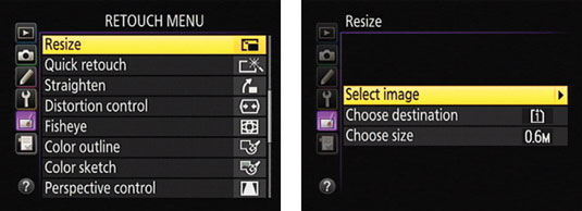 Press the Menu button and then display the Retouch menu.