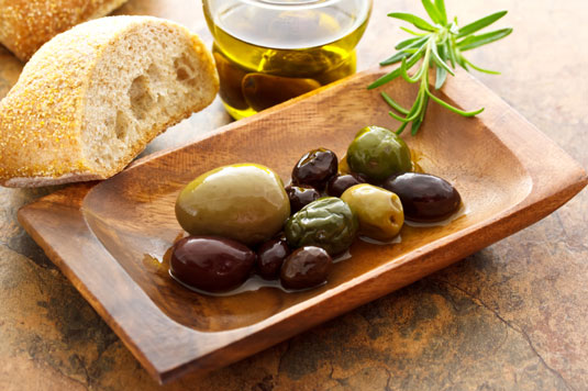 The Mediterranean cultivates about 95 percent of the world’s <i>olives</i>, which are eaten as a fruit or pressed for their oil.