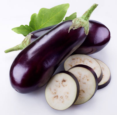 <i>Eggplant</i> contains only about 20 calories per cooked cup, 2.5 grams of fiber, and <i>anthocyanins, </i>the antioxidants that give eggplant its purple hue.