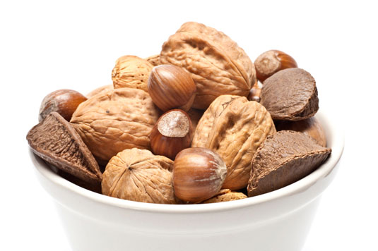 Nuts (especially Brazil nuts and walnuts)