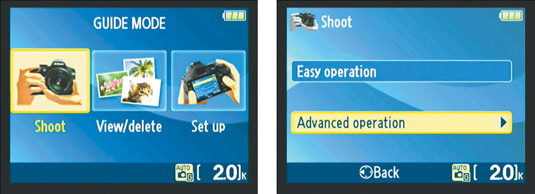 Select Advanced Operation to access settings that enable you to adjust depth of field and motion bl