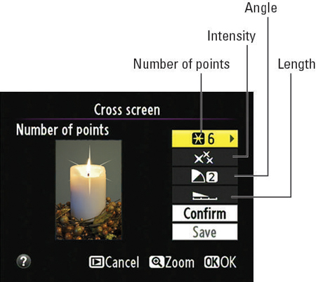 You can play with four filter settings to tweak the effect.