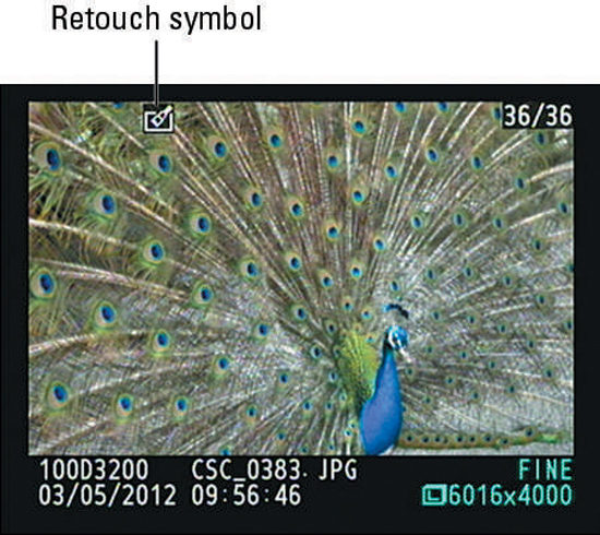 The Retouch symbol indicates that you created the picture file by using an option on the Retouch me
