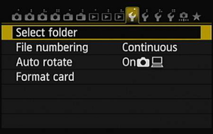 Start your camera customization on Setup Menu 1.