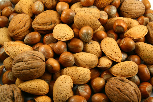 <i>Nuts</i> are a good source of B vitamins, vitamin E, fiber, iron, protein, magnesium, and zinc, and are a great source of mono and poly unsaturated fats.