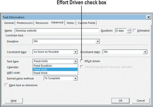 How to Identify Task Types in Project 2013 - dummies
