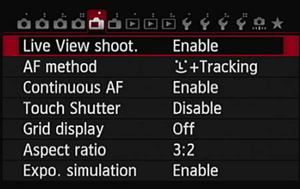 Figure 3: The Live View Shoot option determines whether Live View photography is possible.