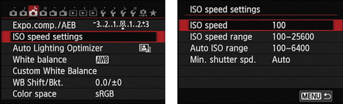 Shooting Menu 3 offers additional ISO setup options.