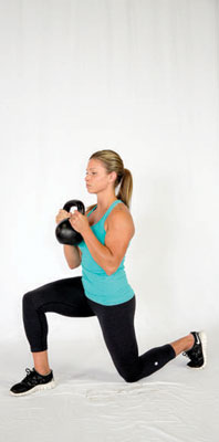 Continue to lunge back until the knee of your back leg reaches the ground.