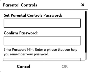 Figure 2: Set a password for parental controls.