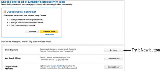 Log in to LinkedIn, scroll to the bottom of the page, and click the Tools menu bar item.