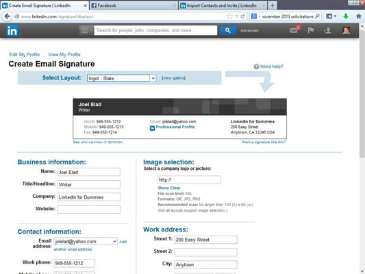 After you pick your layout style, enter the contact information you want to appear in your signature.