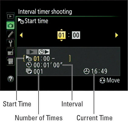 Press the Multi Selector right to display the capture-setup screen.