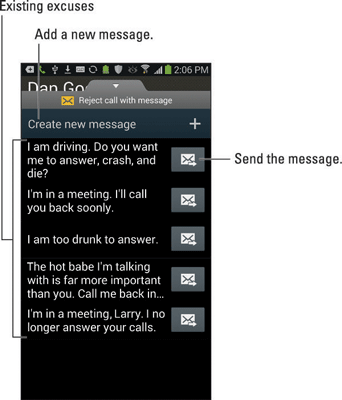 How To Reject A Call With A Text Message On The Samsung Galaxy Note 3 Dummies