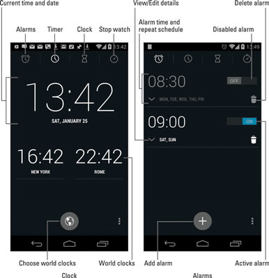 Basics of the Alarm Clock on an Android Phone - dummies