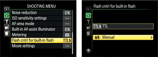 Using this option, you can control the flash output manually.