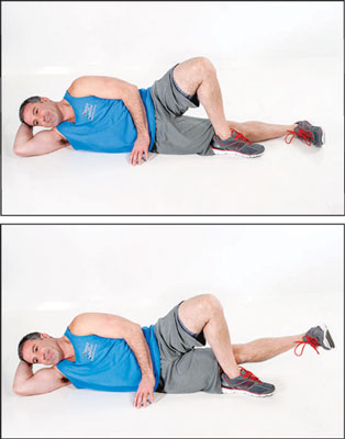 The <i>lying hip adduction</i> is an exercise for the inner thigh muscles.