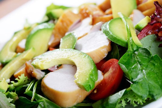 A chia, chicken, and avocado salad