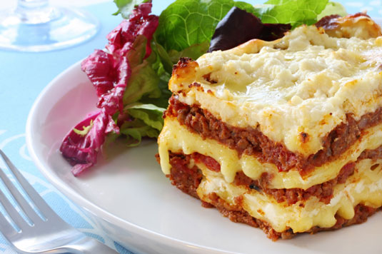 Lasagne with a salad on the side.