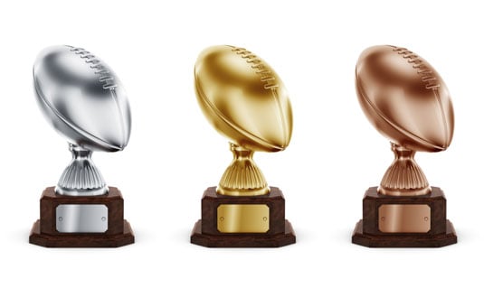 Fantasy football playoff trophies await league winners. [Credit: ©iStockphoto.com/zentilia]