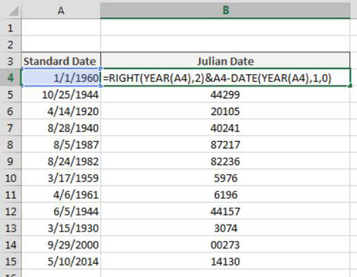 How To Convert Dates To Julian Formats In Excel Dummies
