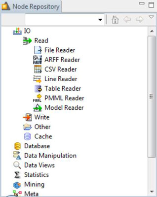 Find the CSV Reader in the Node Repository (a menu).