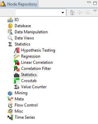 Find the Statistics node in the Node Repository.