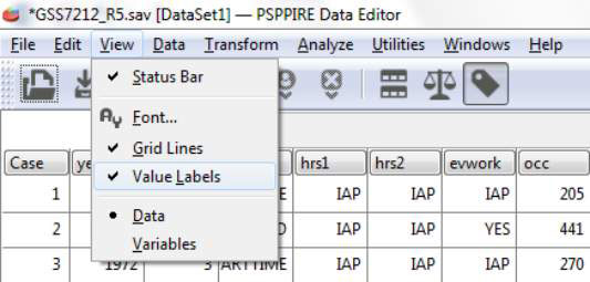 Although the data is stored as numbers, the labels allow you to see what the data means.