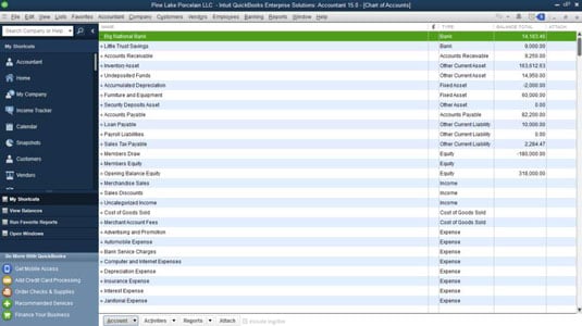 Credit Card Chart Of Accounts Quickbooks