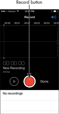 In the Voice Memos app, tap the red Record button to record a memo.