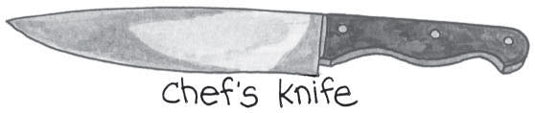 A <i>chef’s knife</i> can be used for all sorts of chopping, slicing, dicing, and mincing.