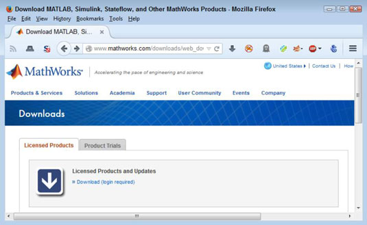 Navigate to <a href="http://www.mathworks.com/downloads/web_downloads/">MathWorks Download page</a> using your browser.