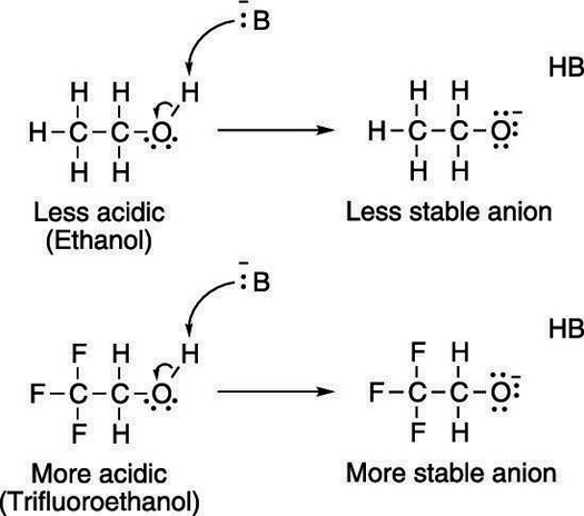 Electron-withdrawing groups add to a molecule's acidity by stabilizing its conjugate base anion.