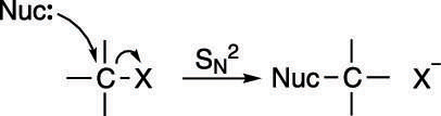 The S<sub>N</sub>2 mechanism.