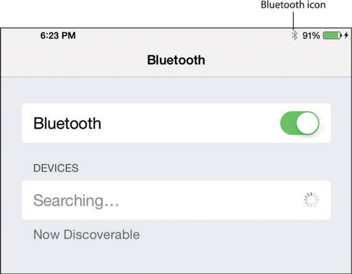 Use the Bluetooth screen to make your iPad or iPad mini discoverable.