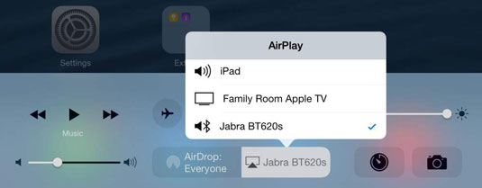 Tap the AirPlay button to see a list of audio output devices.