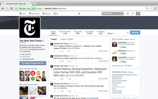 The New York Times' twitter page.