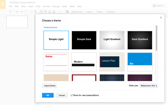 Figure 1: Choose a theme for your new presentation.